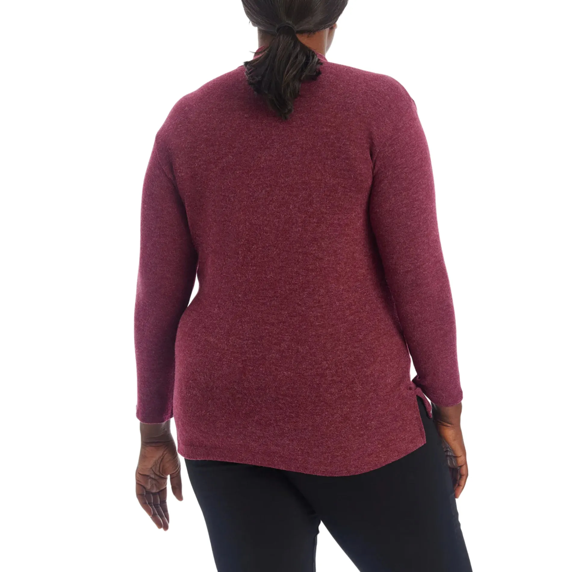 1.STATE Women's Plus Long Sleeve Drop Shoulder Keyhole Top Sweater