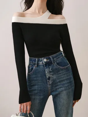 Asymmetric Strap Graceful Off-Shoulder Top