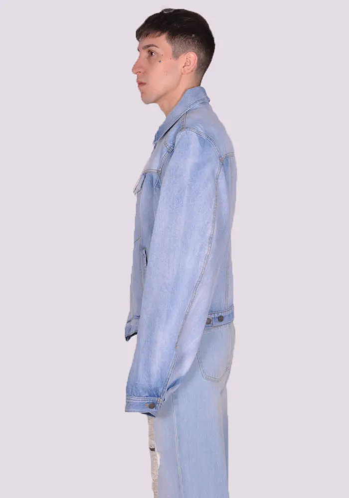 EGONLAB. DN008A WRAPPED DENIM JACKET BLUE ACID WASH