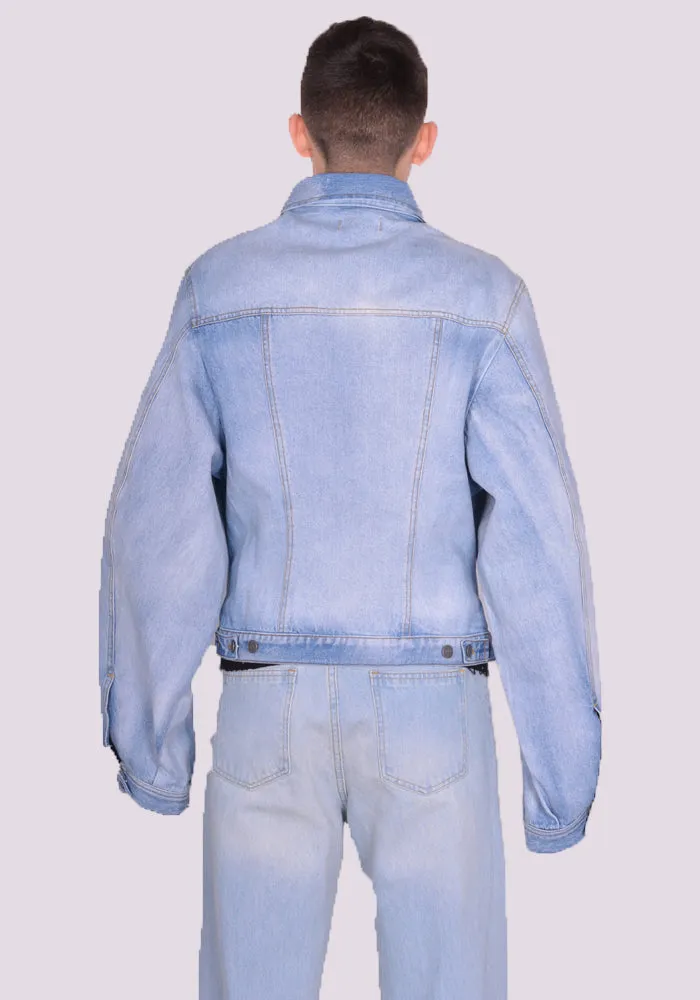 EGONLAB. DN008A WRAPPED DENIM JACKET BLUE ACID WASH