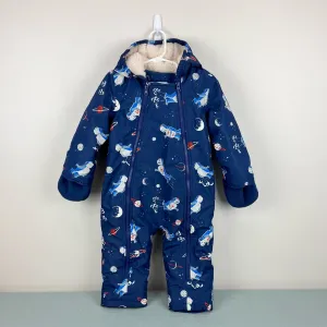 Mini Boden Space Robot Print Snowsuit Beacon Blue 18-24 Months