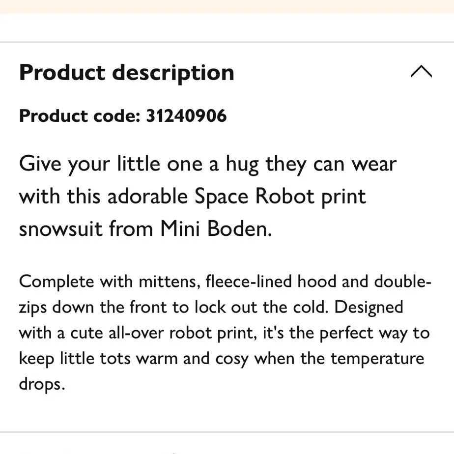 Mini Boden Space Robot Print Snowsuit Beacon Blue 18-24 Months