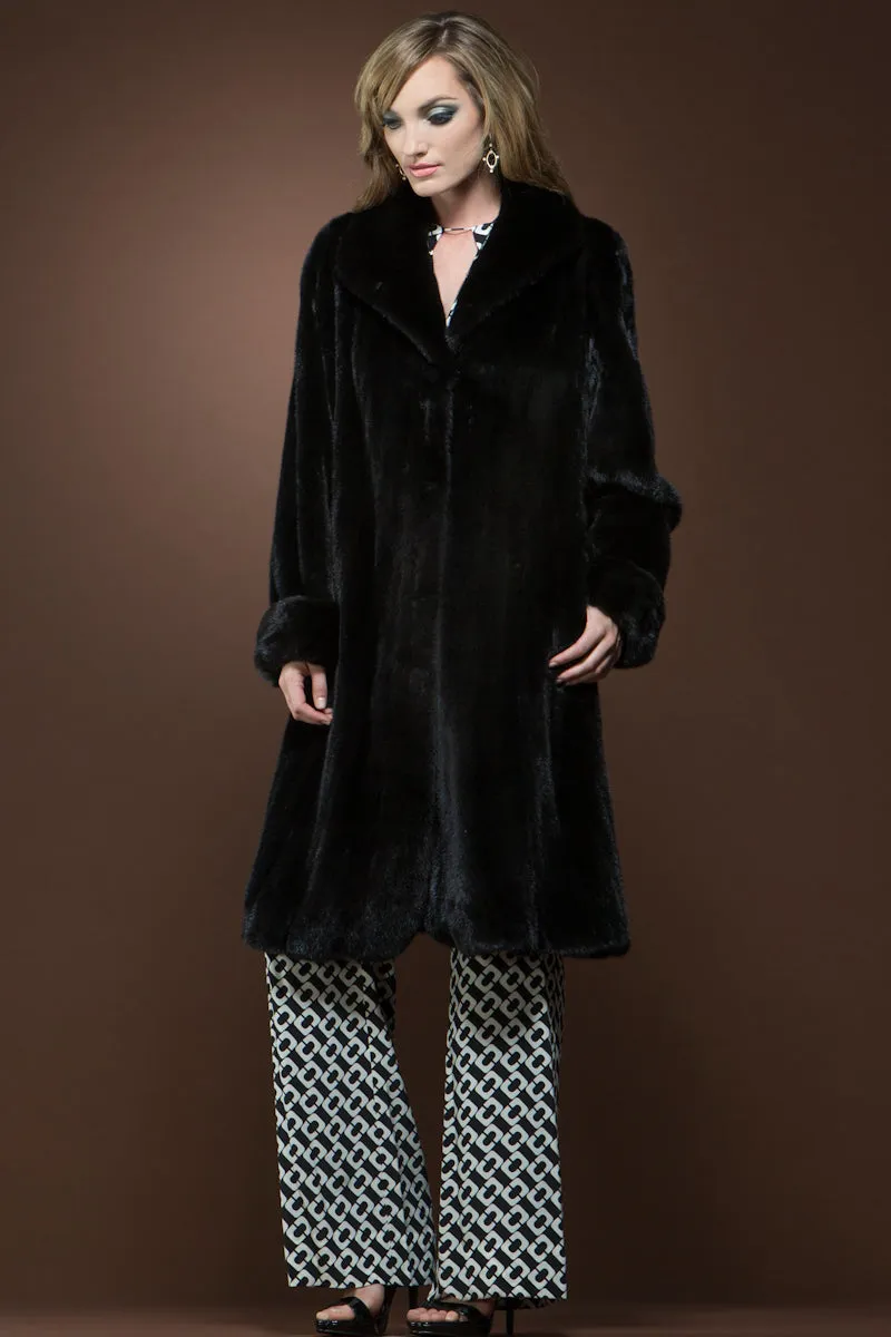 Mink Flounce Mid-Length Fur Coat