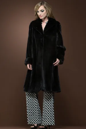 Mink Flounce Mid-Length Fur Coat