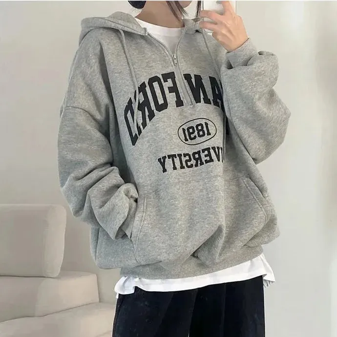 Oversized Designer  Cotton Fleece Hoodie Letter Print  Hooded Shirt