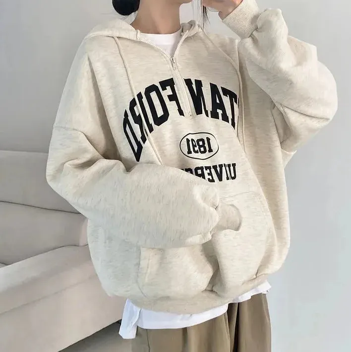 Oversized Designer  Cotton Fleece Hoodie Letter Print  Hooded Shirt