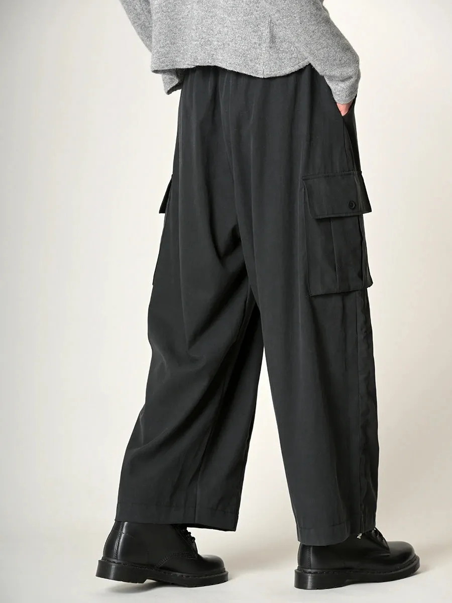 Tencel Cotton Wide Leg Cargo Trousers