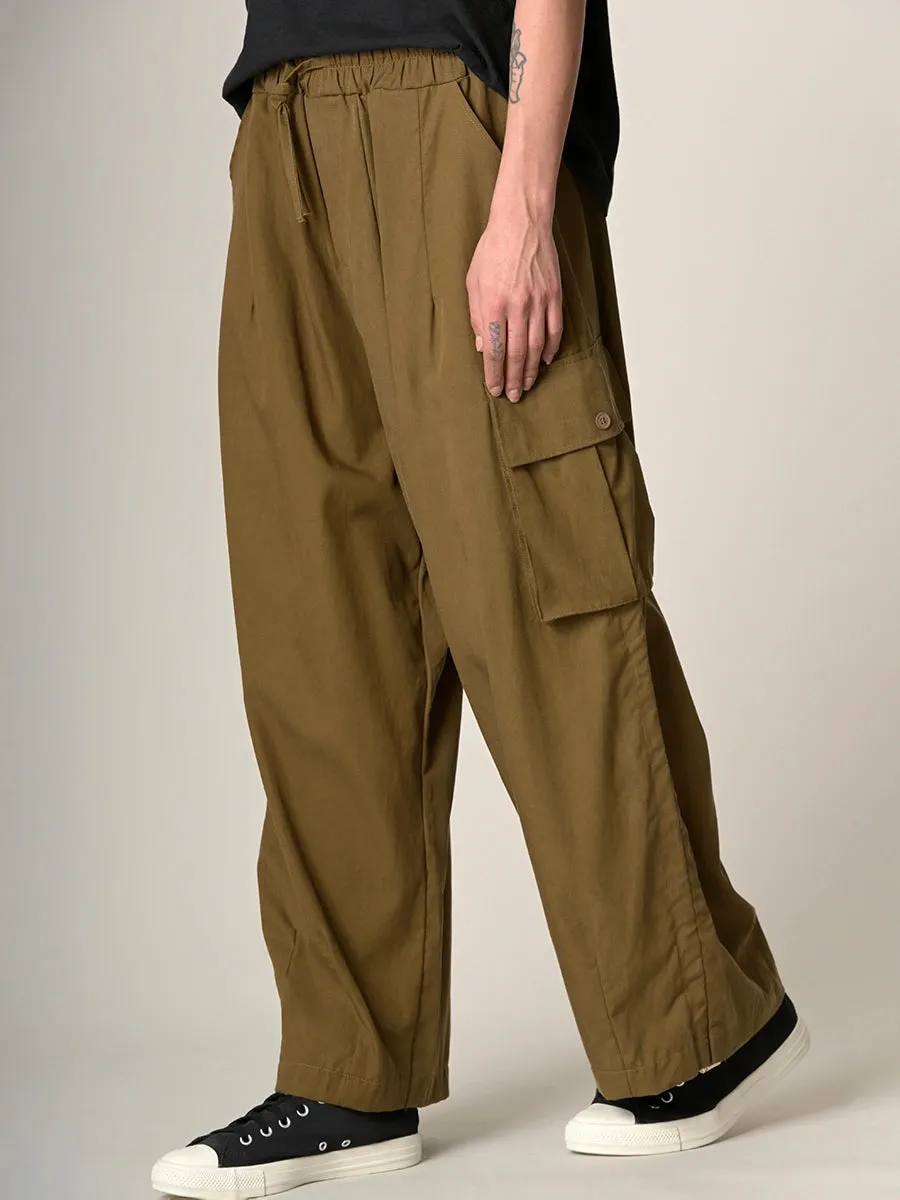 Tencel Cotton Wide Leg Cargo Trousers